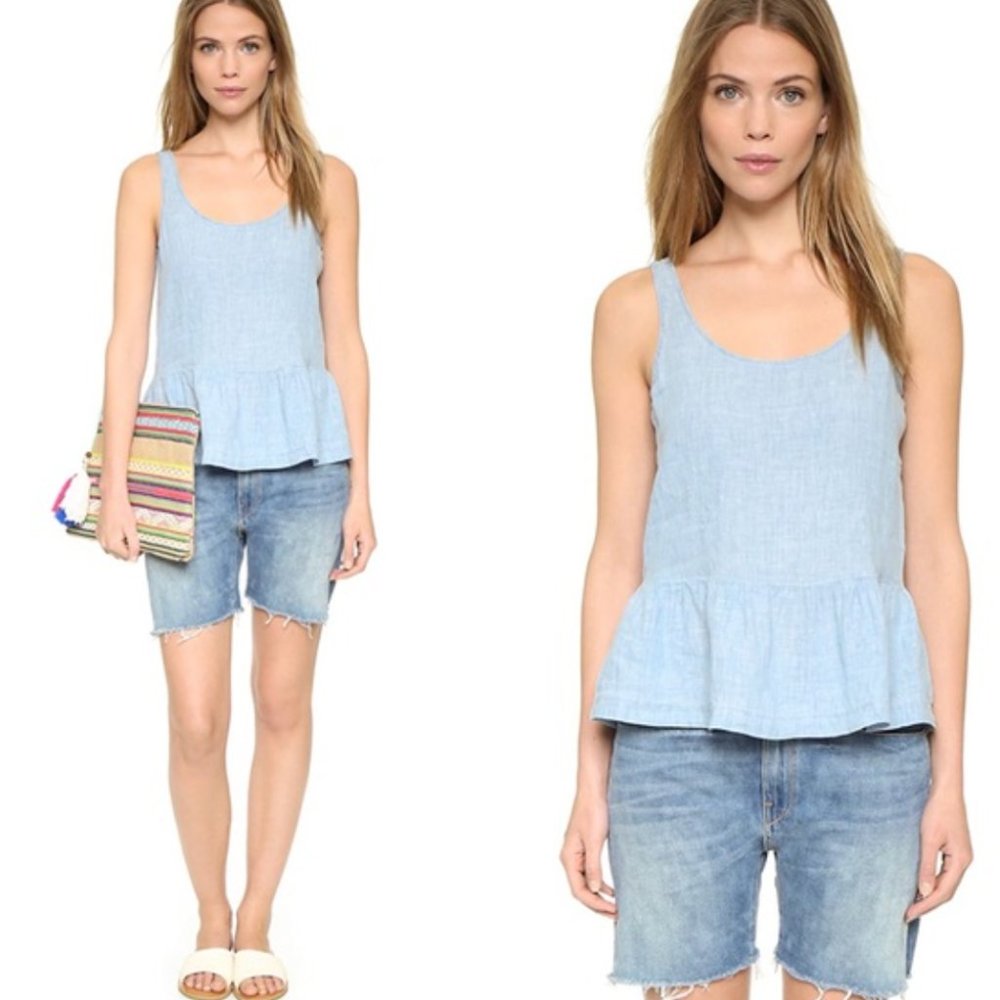 J Brand Liat Linen Peplum Tank - Picture 1 of 4